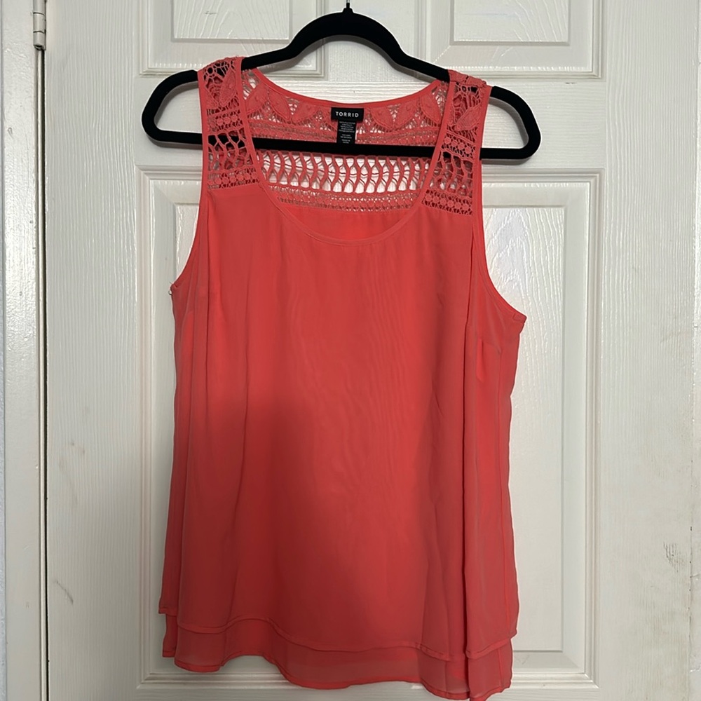 Chiffon crochet inset top